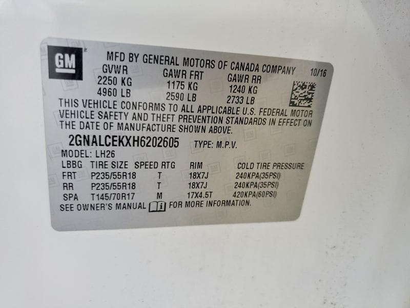 2017 CHEVROLET EQUINOX LT 13