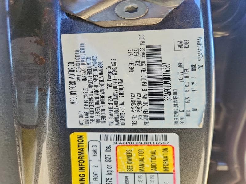 2018 FORD FUSION SE HYBRID 12