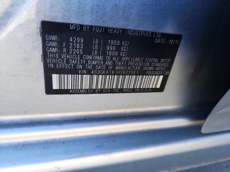 2017 SUBARU IMPREZA LIMITED 12