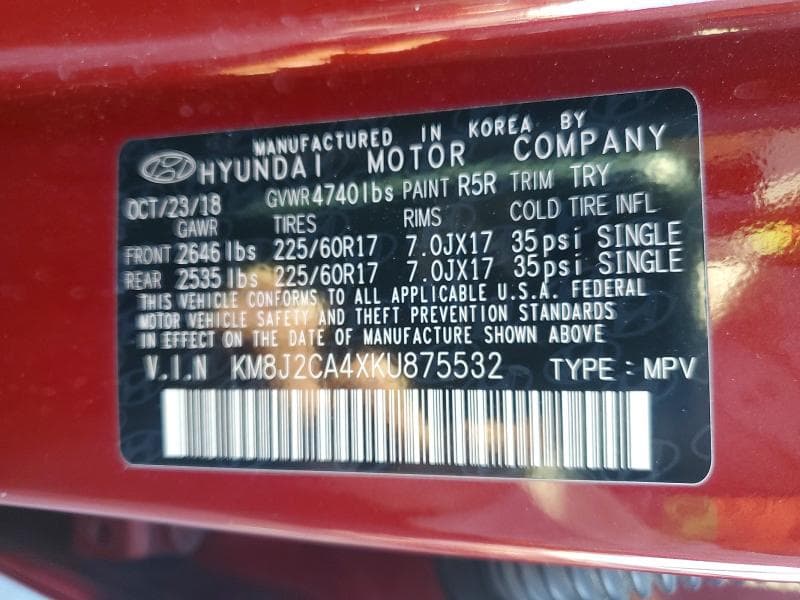 2019 HYUNDAI TUCSON SE 12