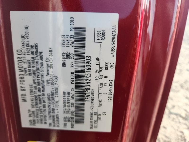 2019 FORD MUSTANG 12