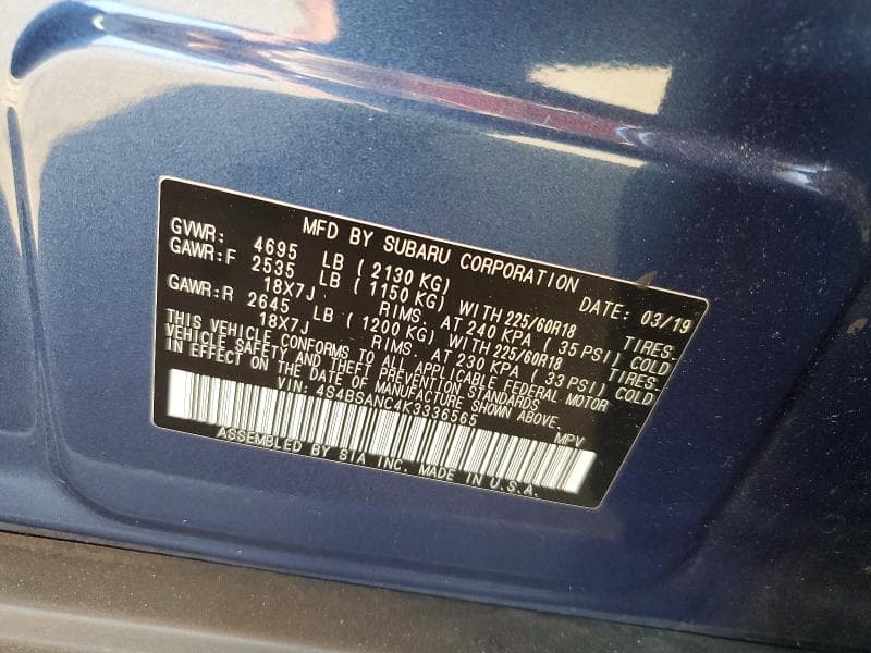 2019 SUBARU OUTBACK 2.5I LIMITED 13