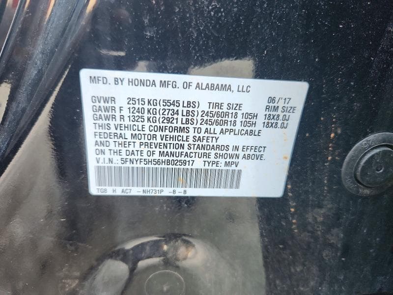 2017 HONDA PILOT EXL 14