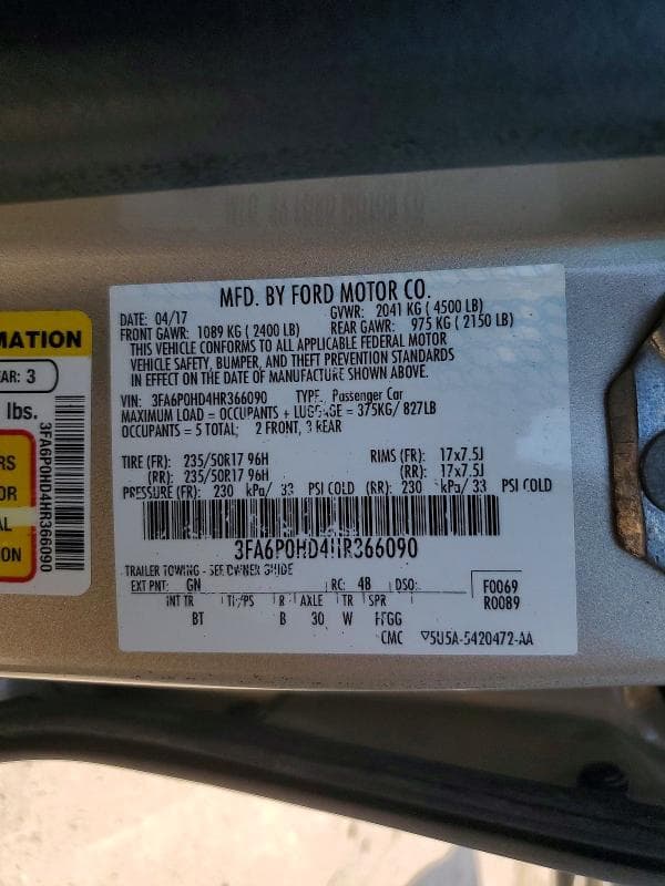 2017 FORD FUSION SE 12
