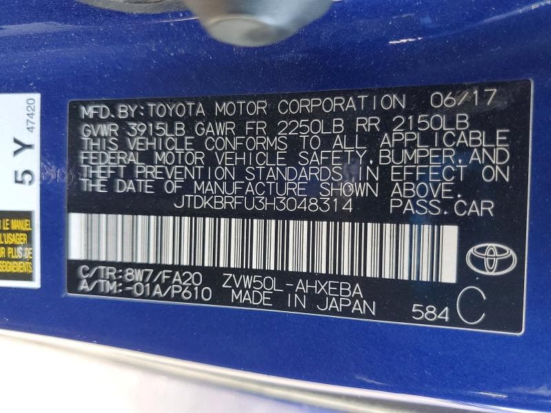 2017 TOYOTA PRIUS TWO 12