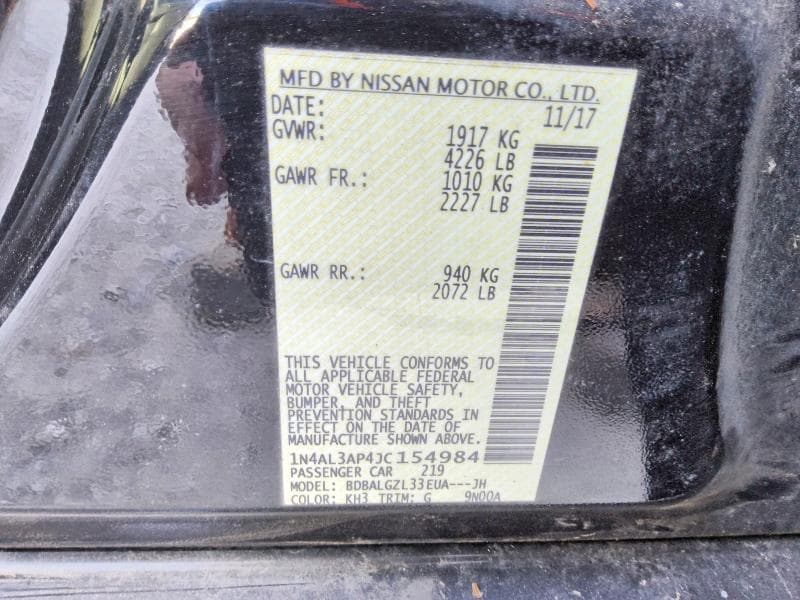 2018 NISSAN ALTIMA 2.5 S 12