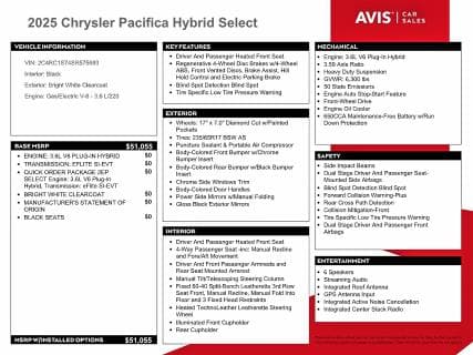 2025 CHRYSLER PACIFICA HYBRID SELECT 13