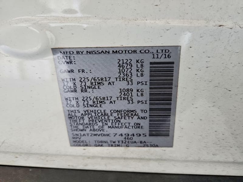2017 NISSAN ROGUE SV 13
