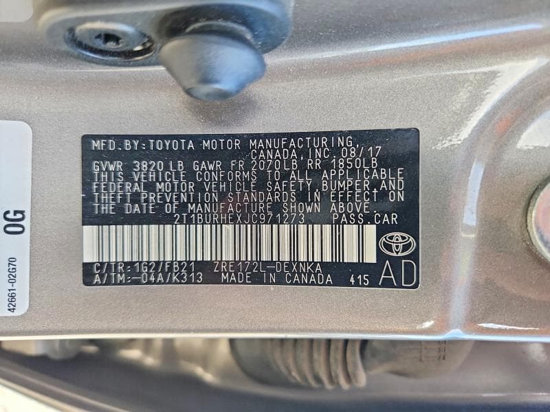 2018 TOYOTA COROLLA LE 13