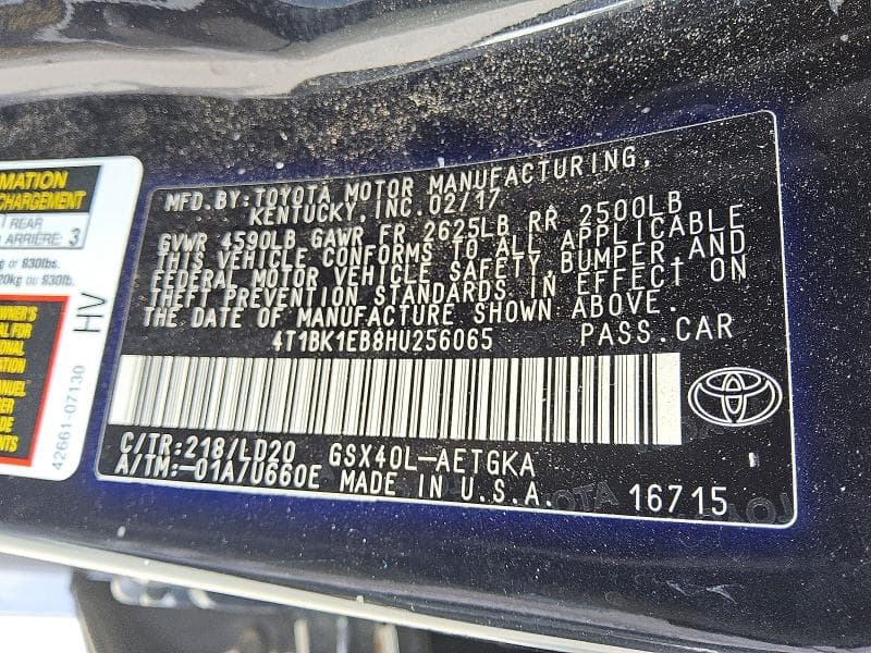 2017 TOYOTA AVALON XLE 12