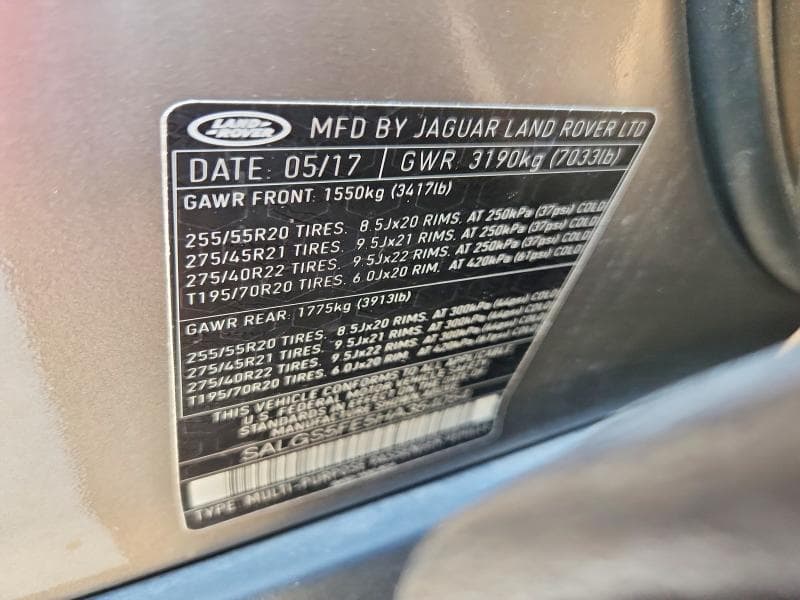 2017 LAND ROVER RANGE ROVER SUPERCHARGED 13