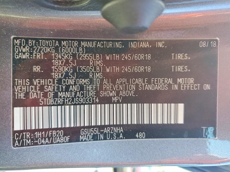 2018 TOYOTA HIGHLANDER LE 13