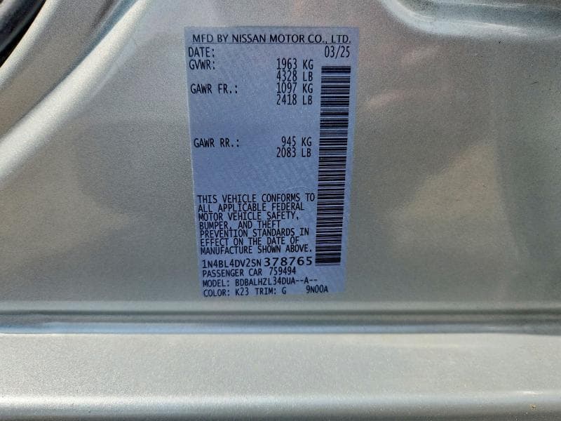 2025 NISSAN ALTIMA SV 13