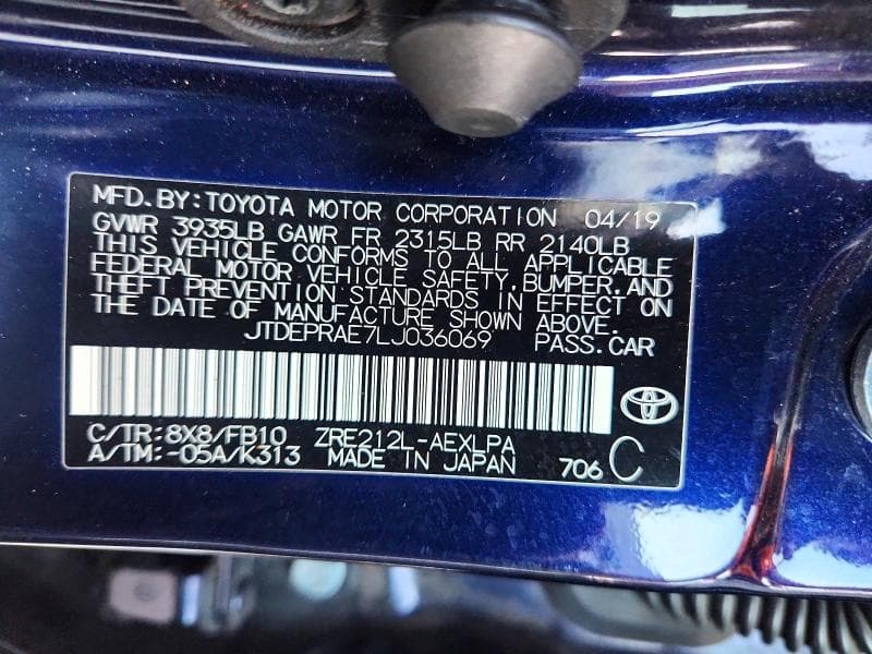 2020 TOYOTA COROLLA LE 13