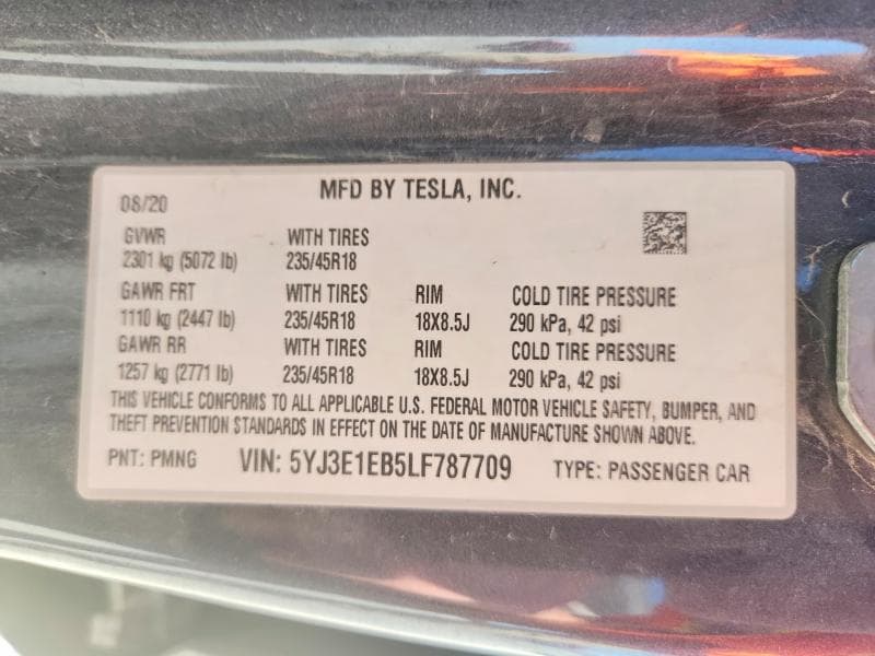 2020 TESLA MODEL 3 13