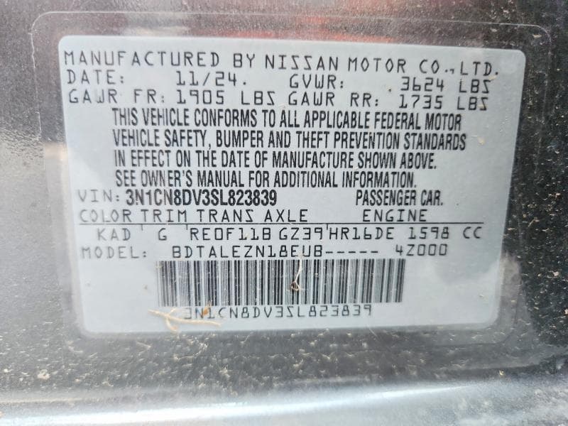2025 NISSAN VERSA S 13