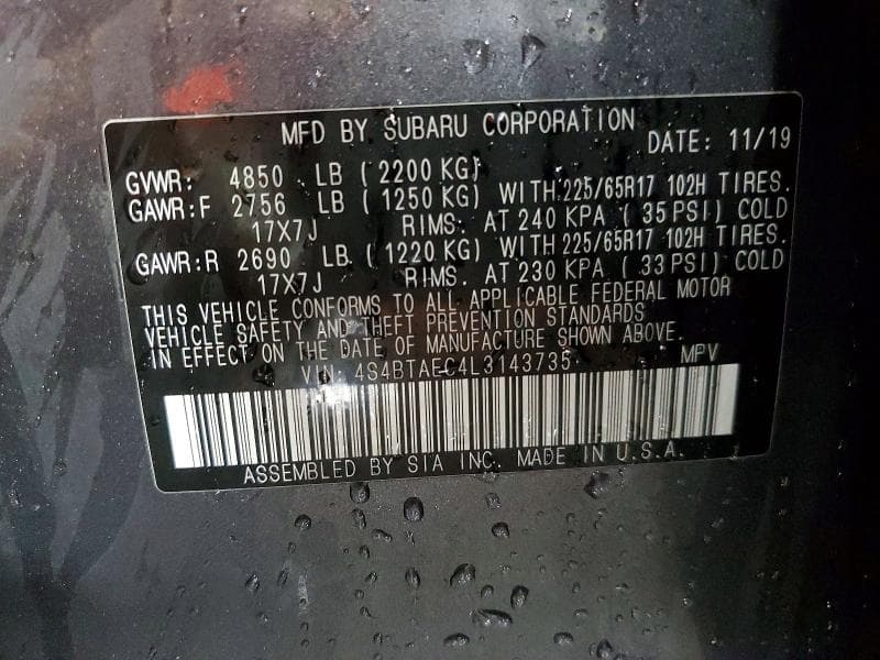 2020 SUBARU OUTBACK PREMIUM 12