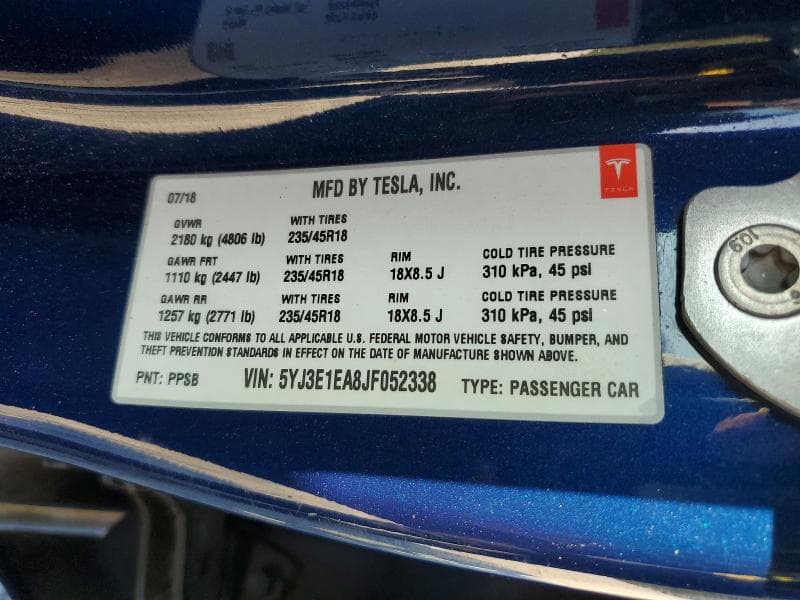 2018 TESLA MODEL 3 12