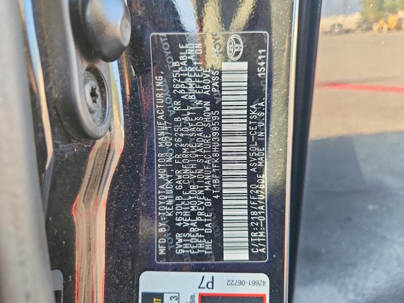 2017 TOYOTA CAMRY SE 12