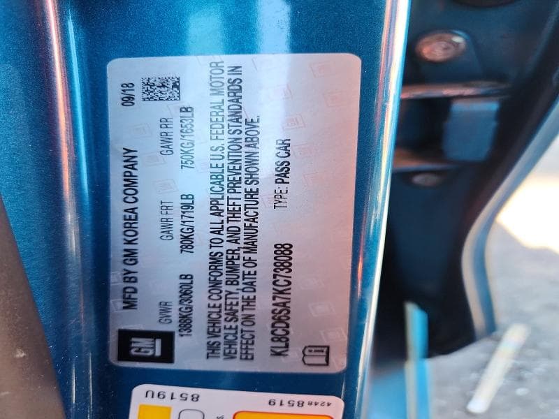 2019 CHEVROLET SPARK 1LT 12