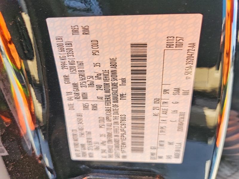 2018 FORD F150 SUPERCREW 12