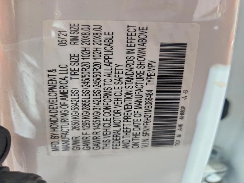 2021 HONDA PILOT SE 13