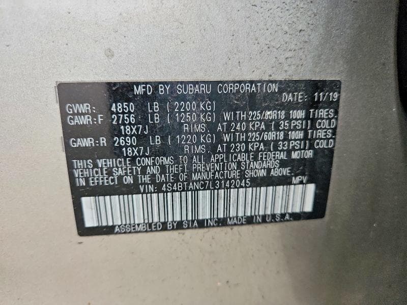 2020 SUBARU OUTBACK LIMITED 13