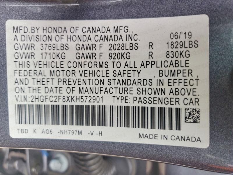 2019 HONDA CIVIC SPORT 12