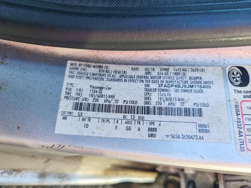 2018 FORD FIESTA SE 12