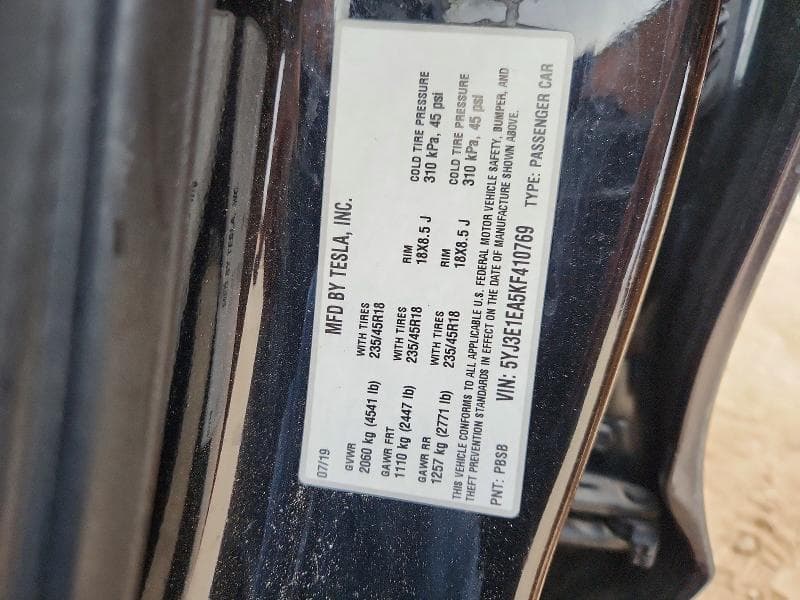 2019 TESLA MODEL 3 12