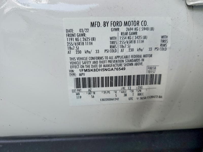 2022 FORD EXPLORER XLT 13
