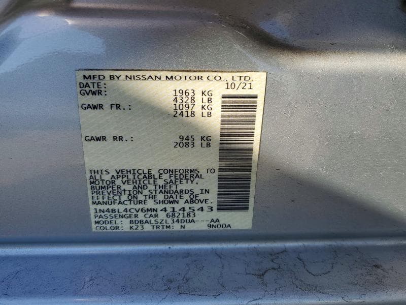 2021 NISSAN ALTIMA SR 13