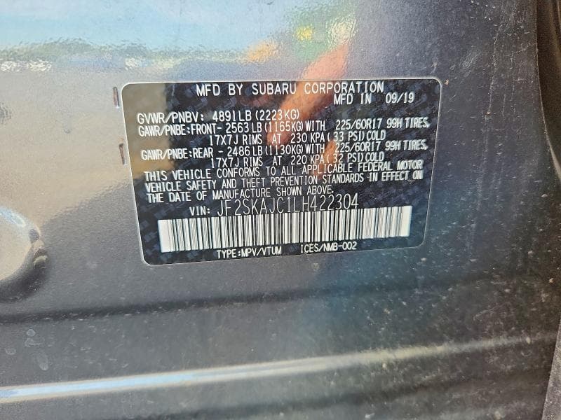 2020 SUBARU FORESTER PREMIUM 12