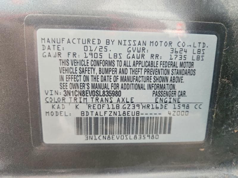 2025 NISSAN VERSA SV 13