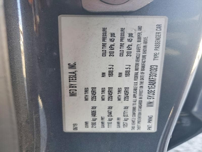 2019 TESLA MODEL 3 12