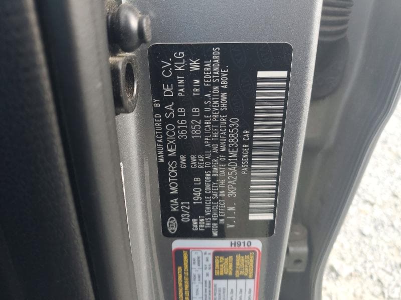 2021 KIA RIO S 12