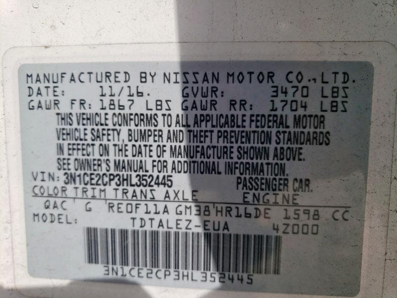 2017 NISSAN VERSA NOTE SL 12