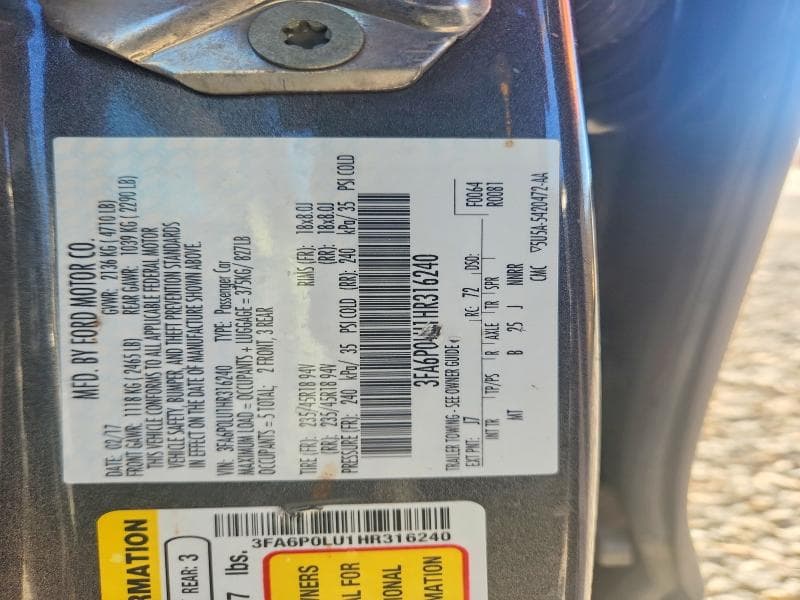 2017 FORD FUSION SE HYBRID 12