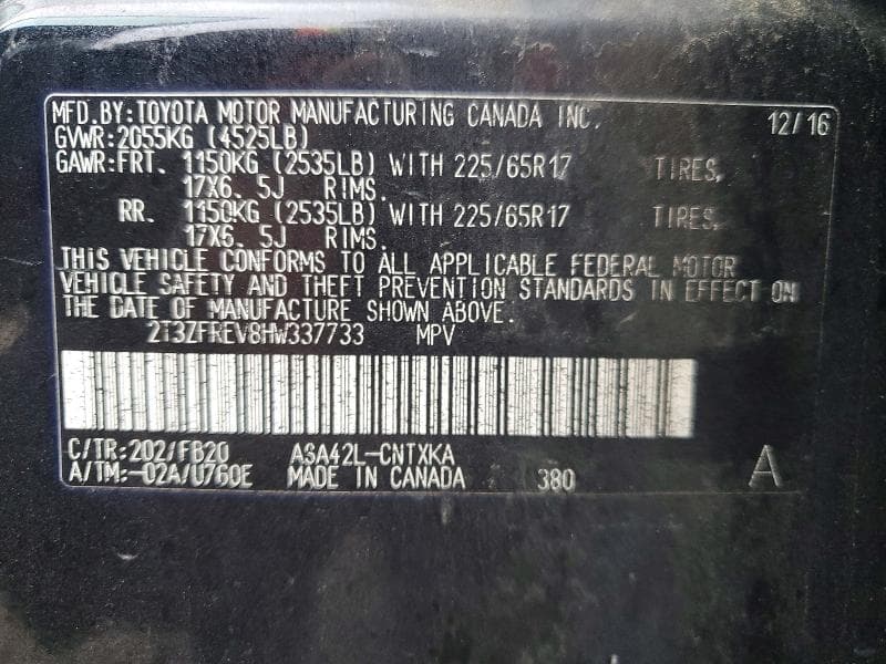 2017 TOYOTA RAV4 LE 14