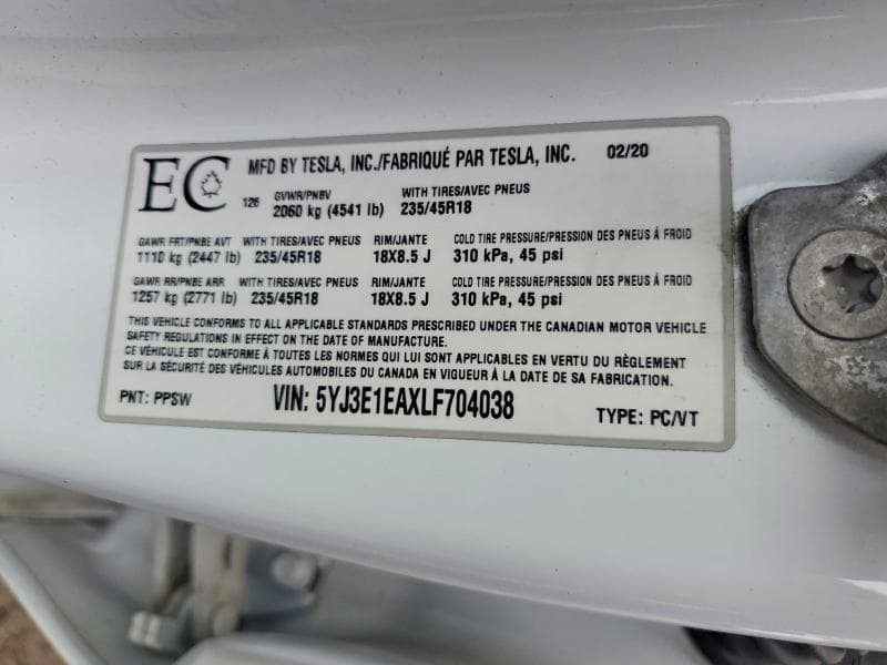 2020 TESLA MODEL 3 13