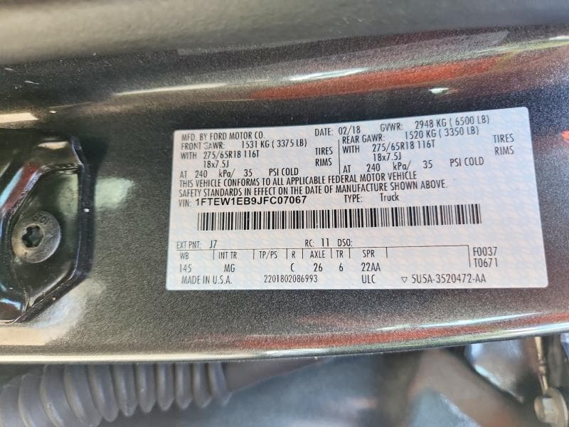 2018 FORD F150 SUPERCREW 12
