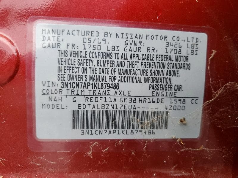 2019 NISSAN VERSA SV 12