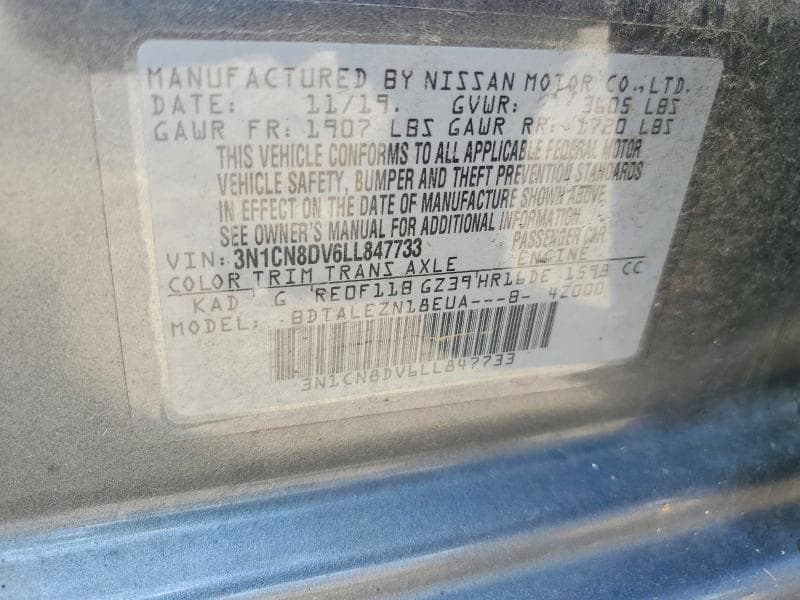 2020 NISSAN VERSA S 12