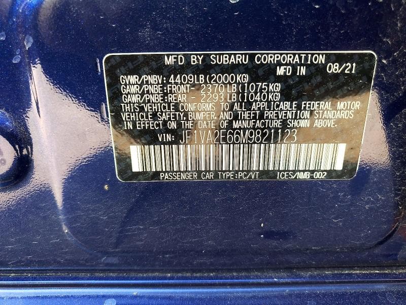 2021 SUBARU WRX STI 12