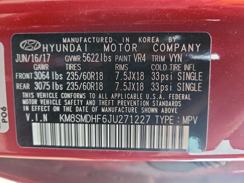 2018 HYUNDAI SANTA FE SE 13