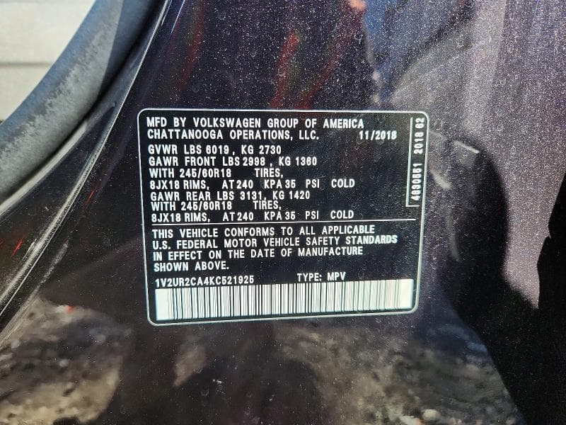 2019 VOLKSWAGEN ATLAS SE 13