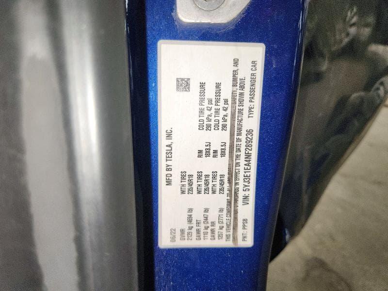 2022 TESLA MODEL 3 12