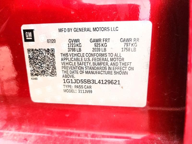 2020 CHEVROLET SONIC LT 12