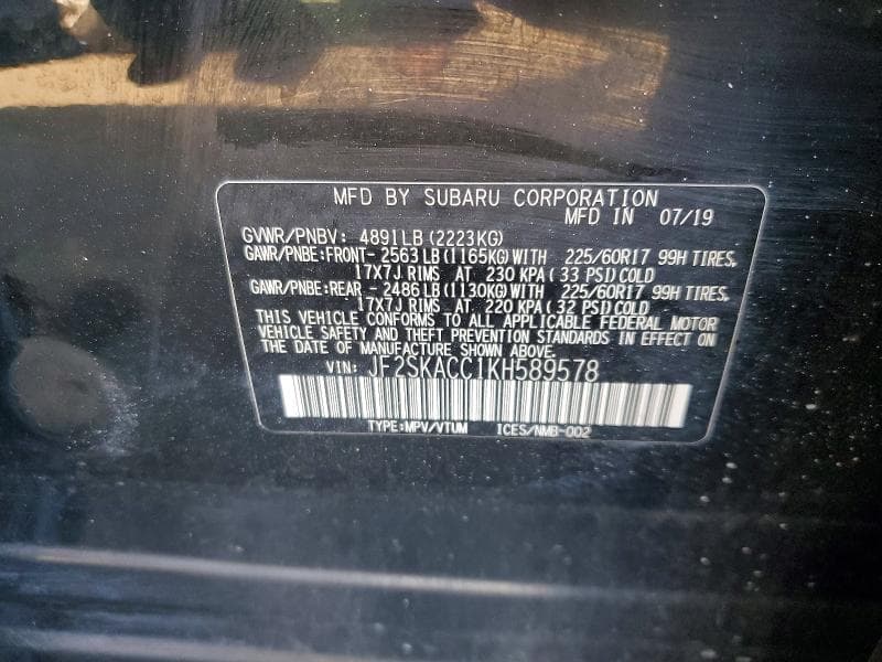 2019 SUBARU FORESTER 13