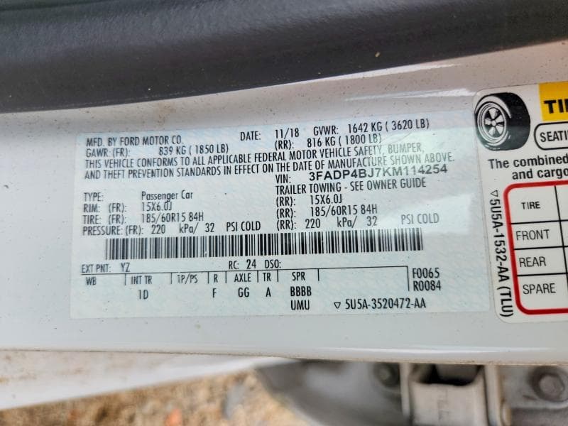 2019 FORD FIESTA SE 12